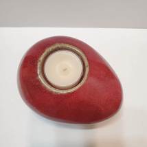 Red Stoneware Tealight Candle Holder, Made in Vietnam, Heavy Egg Shaped Pottery image 6