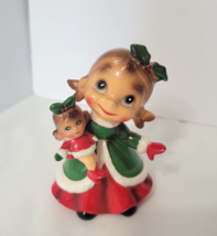 Vintage Josef Originals Wee Folk Christmas Girl With Baby Doll Figurine RARE - £58.94 GBP