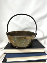 Antique UK Brass Round Jelly Pan Mixing, Jam Pot Kettle Iron Handle Prim... - $69.19