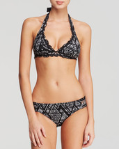 NWT BECCA Virtue M bikini swimsuit black white african beat 2 PC halter $122  - £62.02 GBP