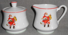 Macys - All The Trimmings SANTA CLAUS Christmas CREAMER and SUGAR - $29.69