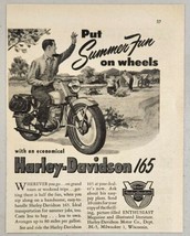 1954 Print Ad Harley-Davidson 165 Motorcycles Summer Fun Milwaukee,Wisconsin - £9.17 GBP