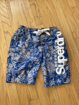 SUPERDRY Men&#39;s MEDIUM Blue Grey Swim Trunks Beach with Mesh lining. - $26.99