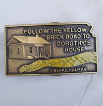 Vintage Belt Buckle Follow The Yellow Brick Road To Dorothys House Liberal Kansa - £23.92 GBP