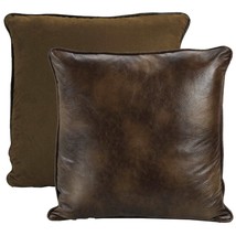Brown Faux Leather Euro Pillow with Feather Insert 27" x 27" - $2,279.42 MXN