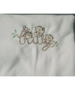 JUST BORN Monkey BABY Blanket Embroidered Tan Cream Green Leaves Secuirt... - $33.94 CAD
