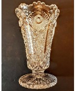 Imperial Glass Arthur Lorch 536 Hobstar &amp; Button Pattern Vase 1980s EAPG... - £23.66 GBP