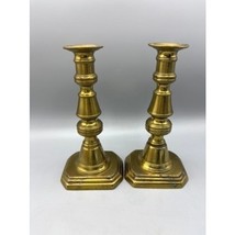 Vtg Brass Candlestick Holders Pair Octagon Base Home Decor Table Mantle - $685.32 MXN
