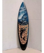 Surfboard Mini Airbrushed Dolphins Shark Ocean Beautifully Detailed 16&quot; ... - $363.73 MXN