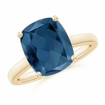 ANGARA Classic Cushion London Blue Topaz Ring with Hidden Accents (A Size-11x9) - £385.37 GBP