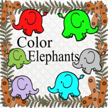 Color 3D Elephants 1-Digital ClipArt-Art Clip-Gift Tag-Notebook-Scrapbook-banner - £1.00 GBP