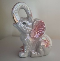 Glazed ~ Pearlized ~ Ceramic ~ Elephant Figure ~ 7&quot; Tall x 6&quot; Wide x 3.5&quot; Deep - £20.90 GBP