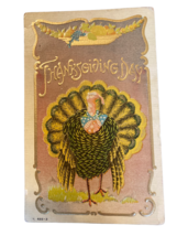 Thanksgiving Day Antique Postcard Embossed Unposted Turkey Patriotic T 6... - £3.92 GBP