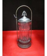 Antique pickle covered jar silverplate glass 10&quot; - $115.09 CAD