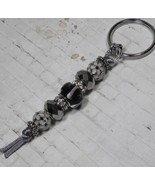 Murano Metal Rhinestone Beaded Handmade Split Ring Keychain Plum Pink Si... - £15.56 GBP