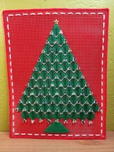 Vintage Plastic Canvas Art Handmade Christmas Tree Wall Hanging Beaded R... - $426.03 MXN