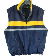Vintage 90s Mens Reversible Quality Vest Blue Yellow Gray Nylon Polyeste... - $39.99