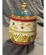 Fitz and Floyd Global Market Lidded Canister Jar Hand Painted Ceramic 9.5” - $266.88 MXN