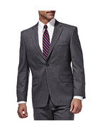 J.M. Haggar Mens Regular Fit Stretch Sharkskin Suit Jacket Dark Grey Hea... - $59.99