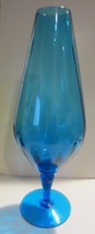 Vintage  Empoli Teal Blue  Optic Panel Vase - $80.75