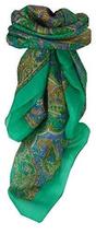 Mulberry Silk Traditional Square Scarf Firoza Green by Pashmina &amp; Silk - £19.12 GBP