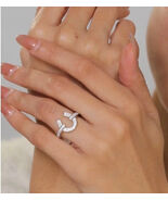 2Ct Round Cut Simulated Diamond Women Horse Shoe Band Ring 14k White Gol... - $41.57