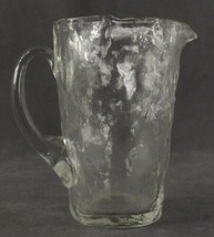 Vintage Hand Blown Studio Art Glass Textured Clear Ice Barware Drink Pit... - £18.96 GBP