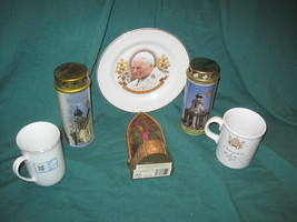 Catholic POPE Jonn Paul II Tea Coffee Cup Mug and Candle Souvenir item lot - $80.00