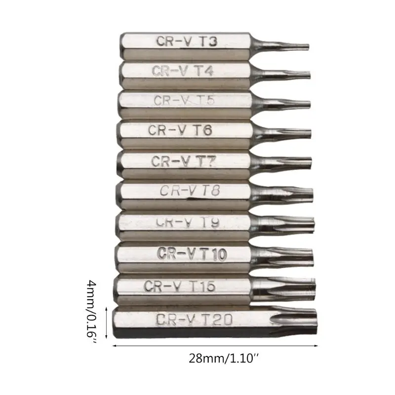 10PCS CR-V Torx Screwdriver Bits Set T3 T4 T5 T6 T7 T8 T9 T10 T15 T20 Mobile Rep - £151.37 GBP