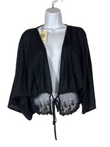 Rebellion Again Womens Open Front Cropped Top Size Medium Black Coverup - $8.99