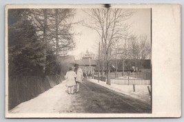 Poland RPPC Winter Scene Villagers Traditional Costume Real Photo Postcard Y27 - £23.91 GBP