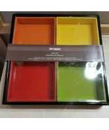 Pier 1 Imports Ceramic Square Trays Red Orange Yellow Green w/ Black Tra... - £16.02 GBP