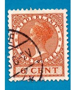 Netherlands used postage stamp (1924) 6c Queen Wilhelmina - Scott # 148 - $1.99