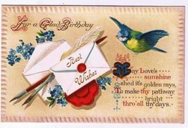 Birthday Embossed Postcard Sunshine Bluebird Blytheswood Cancel Broken Circle 12 - £1.64 GBP