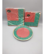 40 Caspari 3-Ply Napkins Green and Maroon plus Plates Malachite - $394.96 MXN