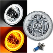 5-3/4&quot; White / Amber LED Halo Angel Eye DRL Headlight Lamp For Harley Motorcycle - £71.88 GBP