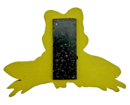 Cartoon Style Hand Painted Green Frog Wooden Magnet Ribbit - $14.84