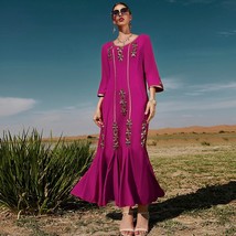 Moroccan Rhinestone Party Gown Women Muslim Long Dress Dubai Turkey Middle East  - £152.52 GBP
