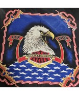 Vintage Harley Davidson Handkerchief Bandana 21x21 Eagle Flag Stars Stri... - €17,13 EUR