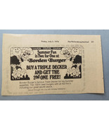 VTG Borden Burger Newspaper Advertisement Restaurant July 1976 Coupon - £17.56 GBP