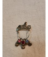 Vintage Mother Baby Boot Charms Brooch Pendant Faux Rhinestones - $47.86 CAD