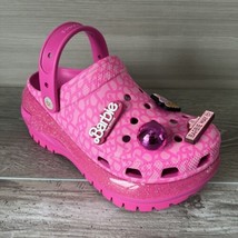 Crocs x Barbie The Movie Mega Crush Clog Size W8 M6 Pink Glitter Platform Bulky - £93.32 GBP