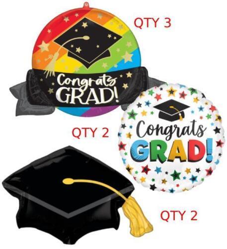 Lot of 7 - 28"-34" Graduation Grad Foil Jumbo Helium Balloon Store Supply - £12.91 GBP