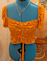 WOMENS yellow polkadots blouse size small - $8.90
