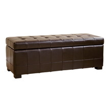 Davet Brown Faux Storage Bench Ottoman w/Dimples - $6,109.00 MXN