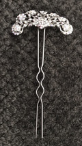 Sparkly Rhinestone &amp; Silvertone Spray Hair Pin Barrette Stick Womens Girls - $9.49