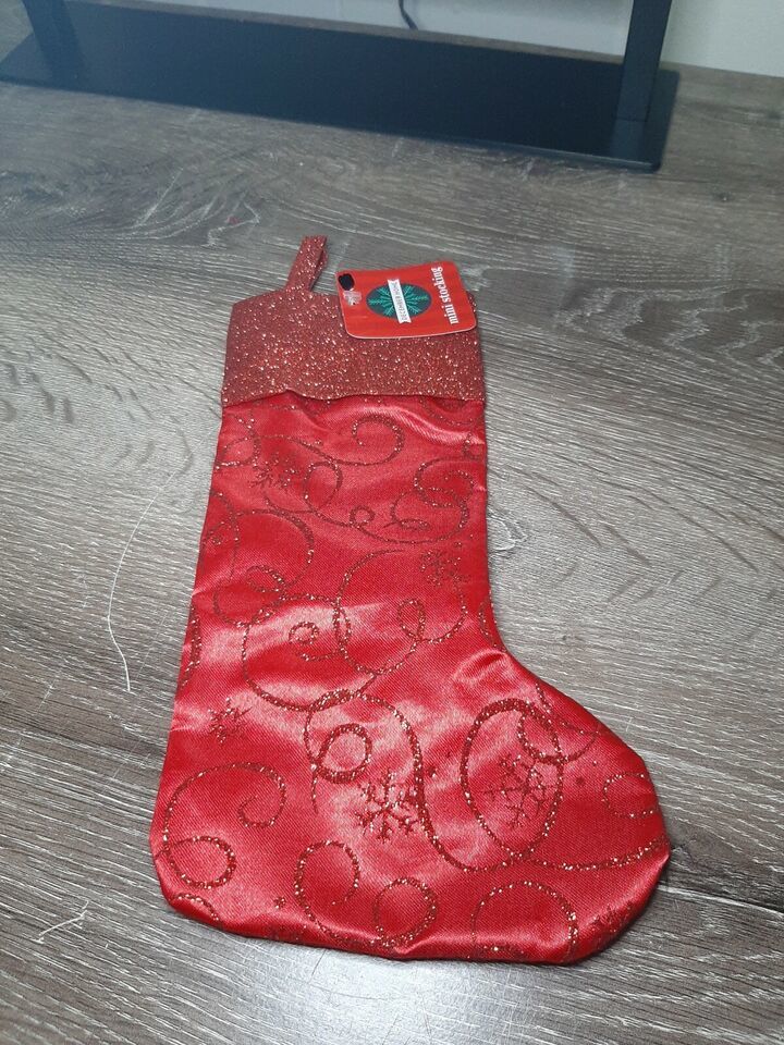 (1) December Home Mini Stocking, Red Glittery, Gift Card Holder - $9.85
