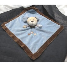 Carters Lovey Puppy Dog Woof Baby Security Blanket Rattle Satin Blue Brown - £16.62 GBP