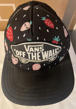 Vans off the wall black SnapBack baseball hat w/red pink strawberries  - $16.82