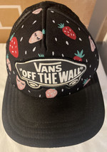 Vans off the wall black SnapBack baseball hat w/red pink strawberries  - $16.99